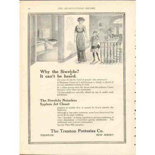 trenton potteries company 1912 why the siwelclo noiseless vintage ad
