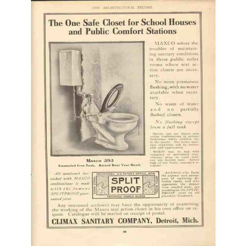 climax sanitary company 1910 safe closet for school houses vintage ad