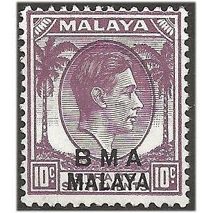 BMA Malaya 1945 SG8b 10c Slate-Purple Mounted Mint .. ..