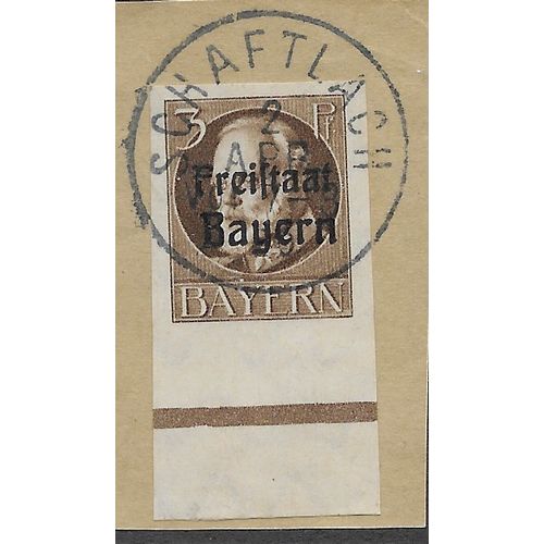 GER (BAVARIA) 1919 3pf 'KING LUDWIG (FREISTAAT) (IMPERFED FINE USED(EBID64-457)