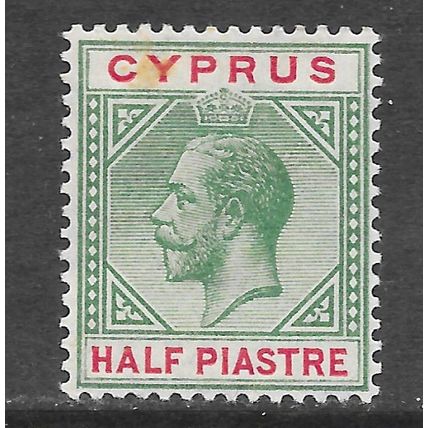 CYPRUS KG5 1912 SG75 HALF PIASTRE GREEN & RED MINT