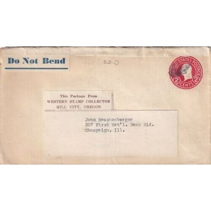 United States 1934 Mill City OR-Champaign ILL Cover typed VGC