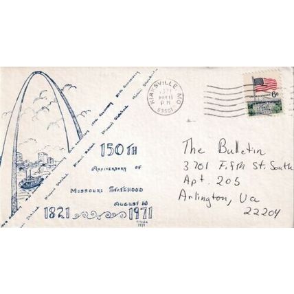 United States 1971 Missouri Statehood Kirksville MO-Arlington VA Cover typed VGC