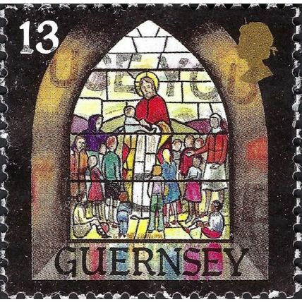 GUERNSEY, CHRISTMAS, Suffer little Children to come unto Me, black 1993, 13p