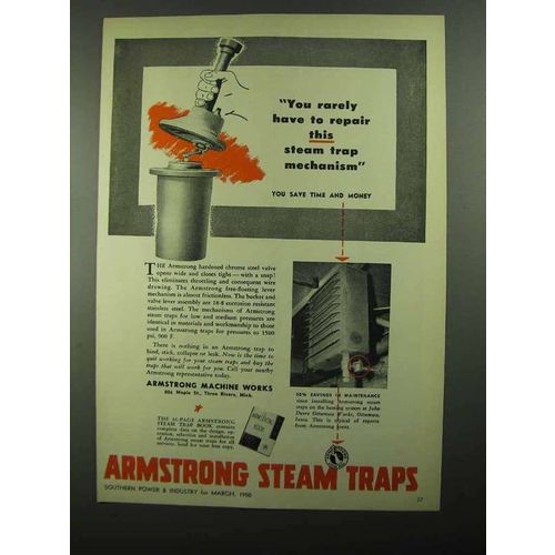 1950 Armstrong Steam Traps Ad - Rarely Repair