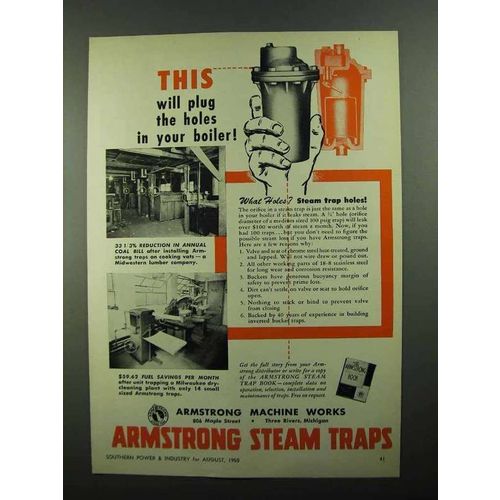 1950 Armstrong Steam Traps Ad - Plug The Holes
