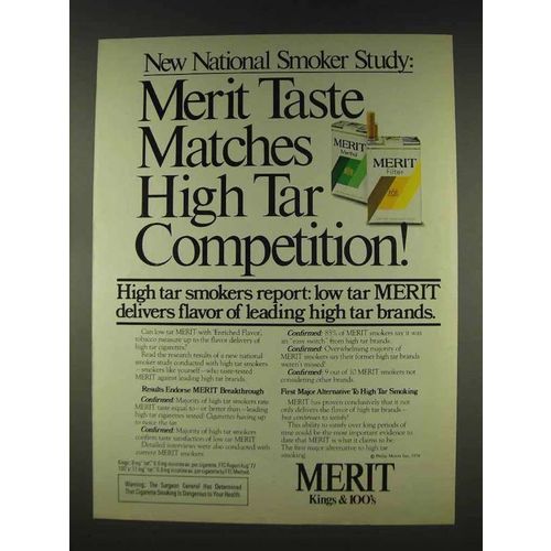 1978 Merit Cigarettes Ad - Taste Matches High Tar