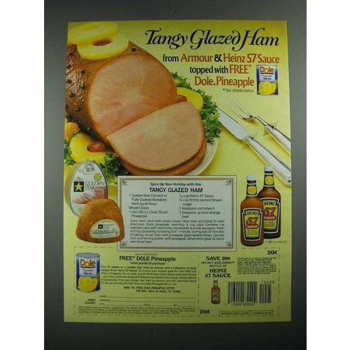 1987 Armour Ham, Dole Pineapple and Heinz 57 Sauce Ad - Tangy Glazed
