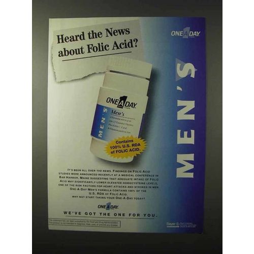 1995 One-A-Day Men's Vatimins Ad - Folic Acid