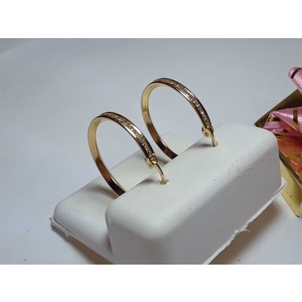 Channel .30cttw Round CZ 360 degrees 18Kt Yellow Gold 3/4" Hoop Earrings #14733
