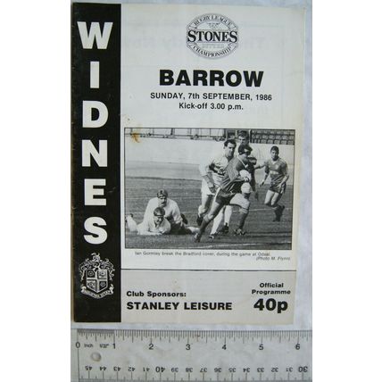 1986 programme Widnes v. Barrow
