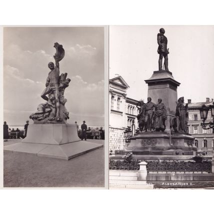 Helsinki Monument Tsar Aleksander II Finland 2x Real Photo Postcard