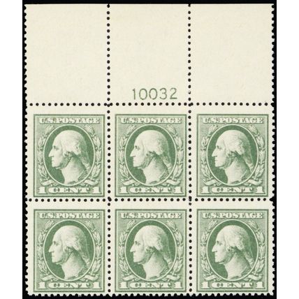 536, Mint NH 1¢ WIDE TOP Plate Block of Six Stamps CV $400 - Stuart Katz