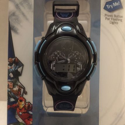 NEW Marvel Avengers Black Panther Flashing LCD Kids Watch