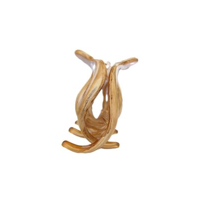 Extra large tan glossy wood effect hair claw clip for thick hair
