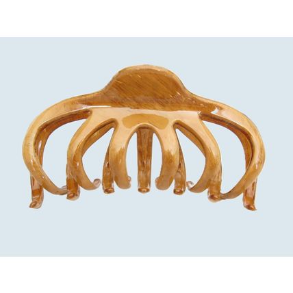 Extra large tan glossy wood effect hair claw clip for thick hair