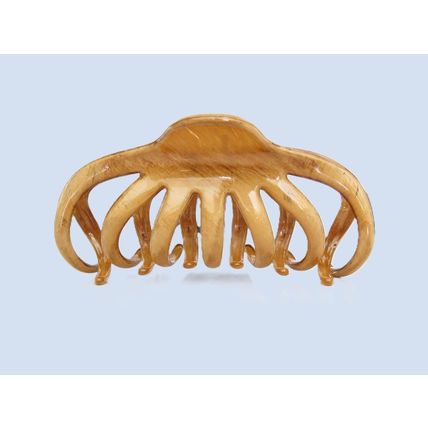 Extra large tan glossy wood effect hair claw clip for thick hair