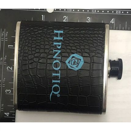 HPNOTIQ 6 oz. Stainless Steel/Faux Leather Flask-BLUE/BLACK-NEW-FAST SHIPPING