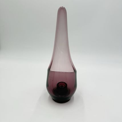Viking Art Glass Amethyst Purple Swung Stretch MCM TAPER Glow Candle HOLDER 9.5”