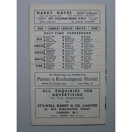 FULHAM v WEST BROMWICH ALBION Div1 19/12/1964