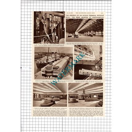 Southampton Ocean Terminal Opening - 1950 Cutting / Print