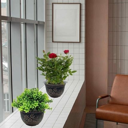 Pack of 3 Plastic Plant 11.2" Pots Indoor/Outdoor with Drainage Holes Flower New