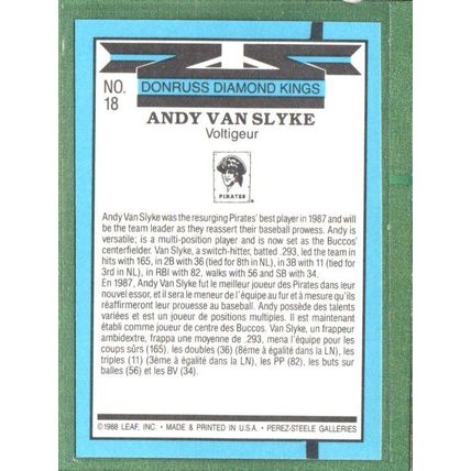 Andy Van Slyke [Diamond Kings] #18 1988 Donruss