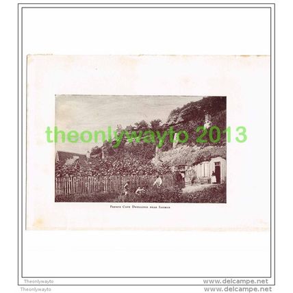 FRENCH CAVE DWELLINGS NEAR SAUMUR, FRANCE, PHOTO PRINT, 1911