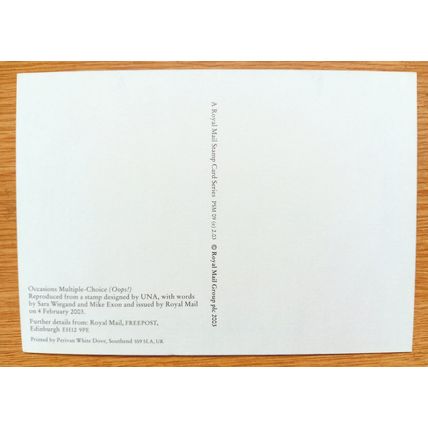 POSTCARD: MULTIPLE CHOICE - OOPS!, SORRY, WILL TRY HARDER: 2003