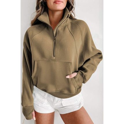 Elmwood Fleece Lined Zip Up Stand Collar Thumbhole Sleeve Sweatshirt