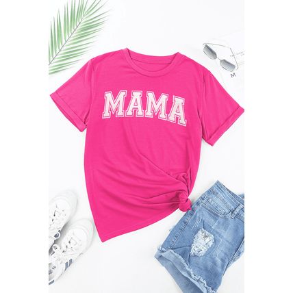 Rose Red MAMA Graphic Crew Neck Tee