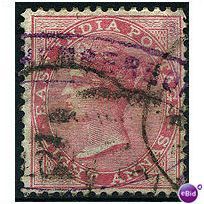 India 1865 SG65 8a Carmine Fine Used