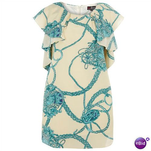 LOVEDROBE SCARF PRINT CHIFFON FRILL DRESS 20