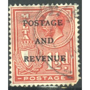 Malta 1928 - 1½d red (postage & revenue) - KGV - used