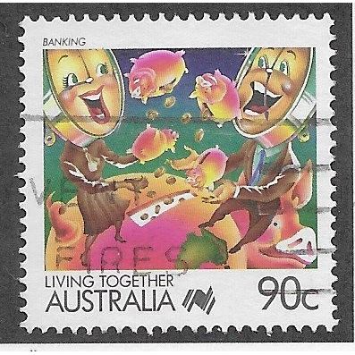 AUS 1988 90c 'LIVING TOGETHER - BANKING' FINE USED (EBID67-223)