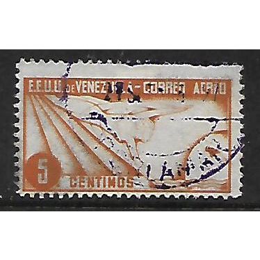 VENEZUELA 1937 5c BROWN FLIGHT BLUE FLIGHT SG470 FINE USED