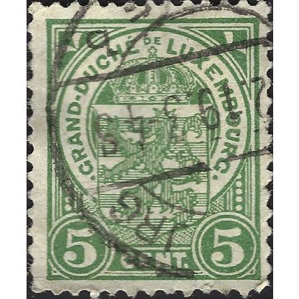 LUXEMBURG, State Coat of Arms, green 1907, 5c