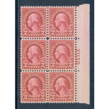 634 2c George Washington Very Fine MNH Plt/6 Right 21150 C3329