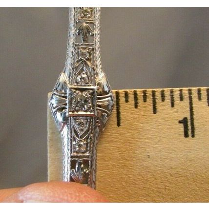 ANTIQUE DIAMOND PLATINUM BROOCH PIN 5.5 grams 11 Diamonds Art Deco Filigree RARE