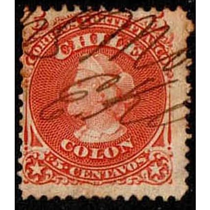 Chile 1867 Columbus 5c Used Stamp
