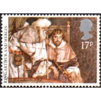 1985 Arthurian Legends, 17p Value, King Arthur and Merlin, Very Fine used