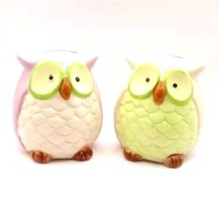 Pastel Shades Owl Moneyboxes Ceramic 9 CM Gift Home Decor Savings Money Notes