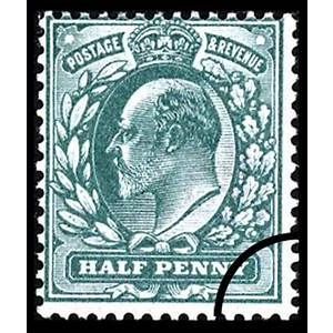 GB 1902 Edward VII 0.5d blue green SG216