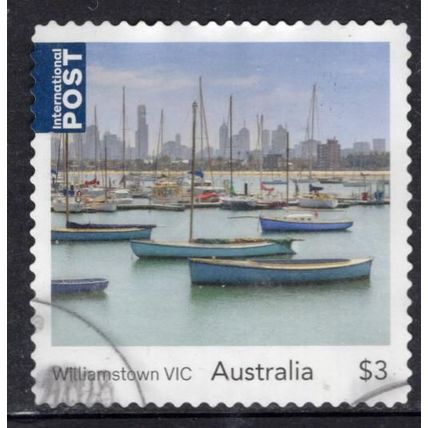AUSTRALIA: 2025 WILLIAMSTOWN VIC, $3 USED INTERNATIONAL SELF-ADHESIVE, 49/50.