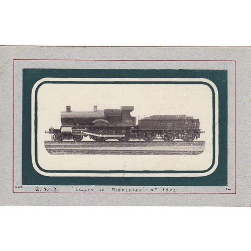 WW1 Railway Postcard GWR 38xx 3473 County of Middlesex Great Western 4-4-0 Loco