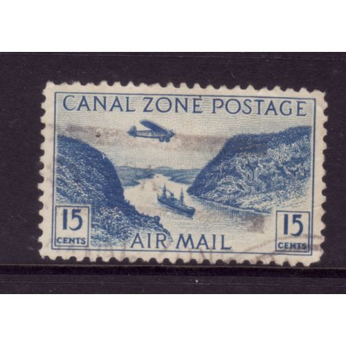 CANAL ZONE 1931 15c BLUE PANAMA CANAL SG 130 FINE USED #5