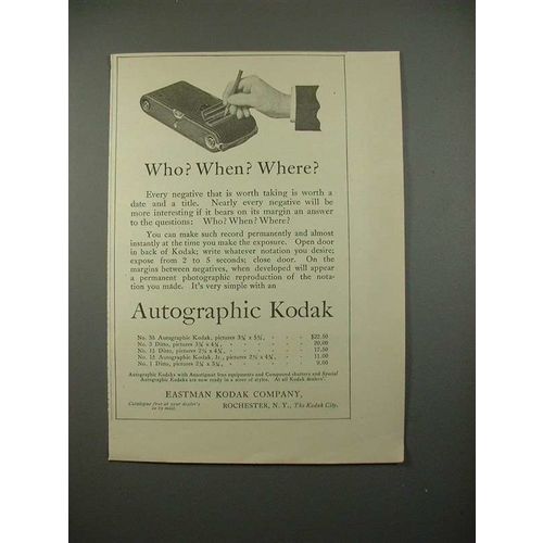 1914 Autographic Kodak Camera Ad - Who? When?