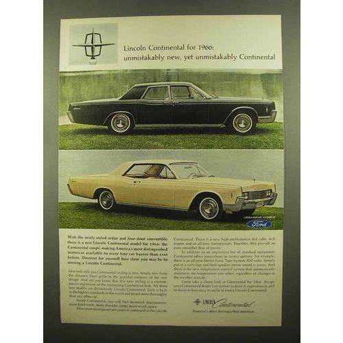 1966 Lincoln Continental Ad - Unmistakably New