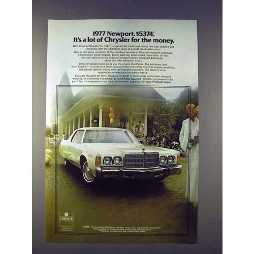 1977 Chrysler Newport Car Ad - Lot for the Money!