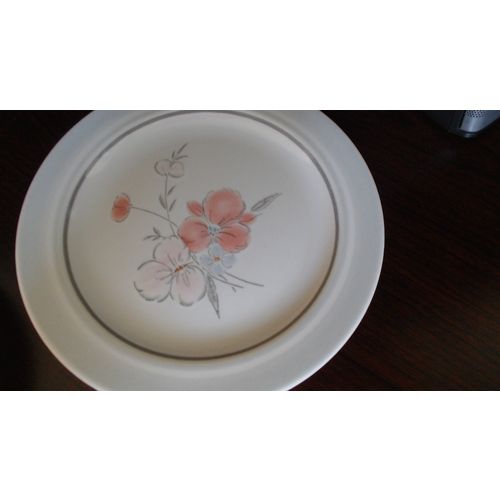 Vintage Galleria Stoneware Flower Floral Pink Gray Bread Plates - Mint
